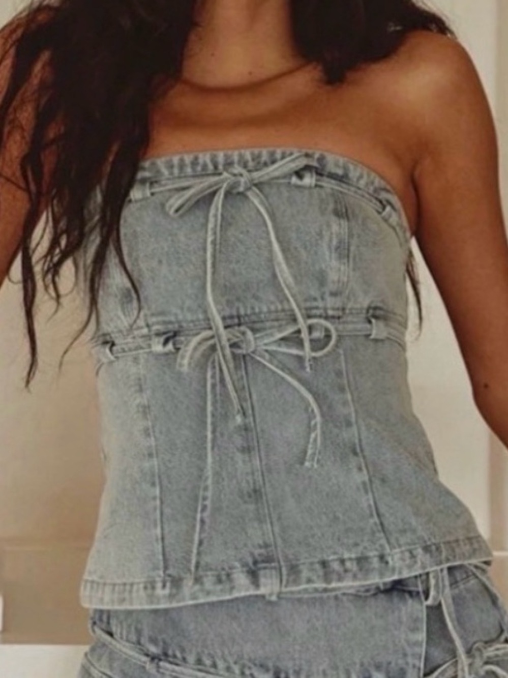 Sabo Skirt Light Blue Denim Tube Top